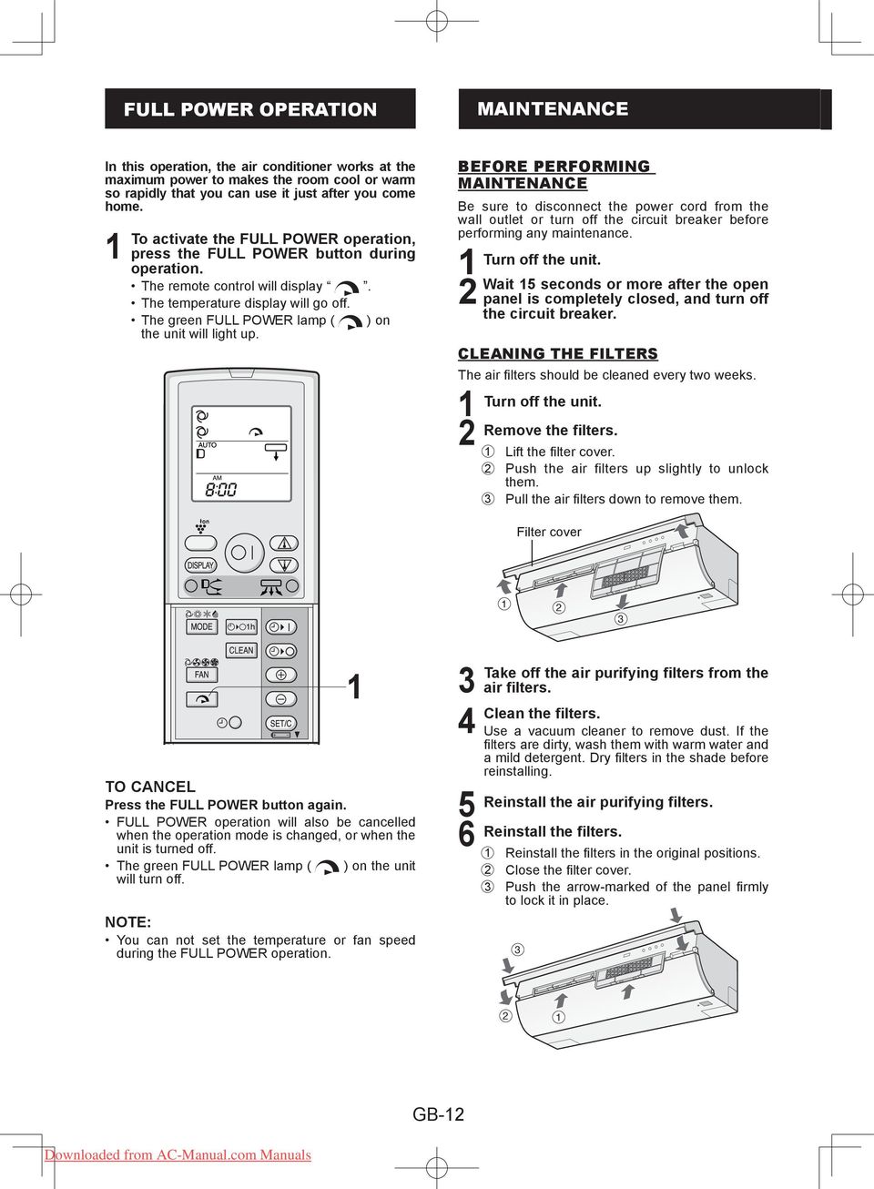 The green FULL POWER lamp ( ) on the unit will light up.