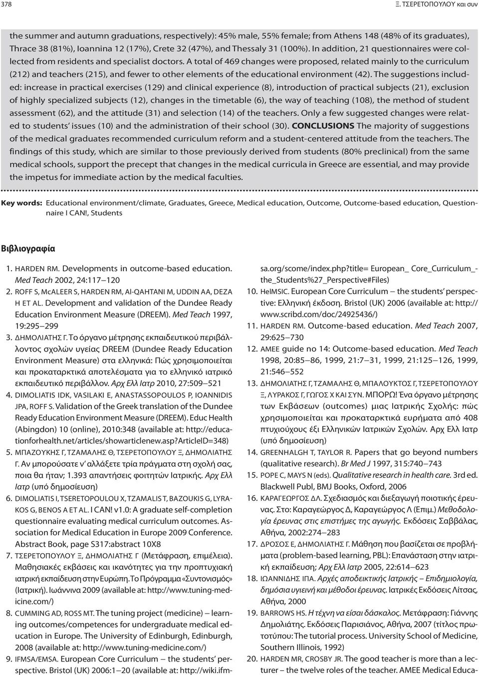 Med Teach 2007, 29:625 730 12. AMEE guide no 14: Outcome-based education. Med Teach 1998, 20:85 86, 1999, 21:7 31, 1999, 21:125 126, 1999, 21:546 552 13.