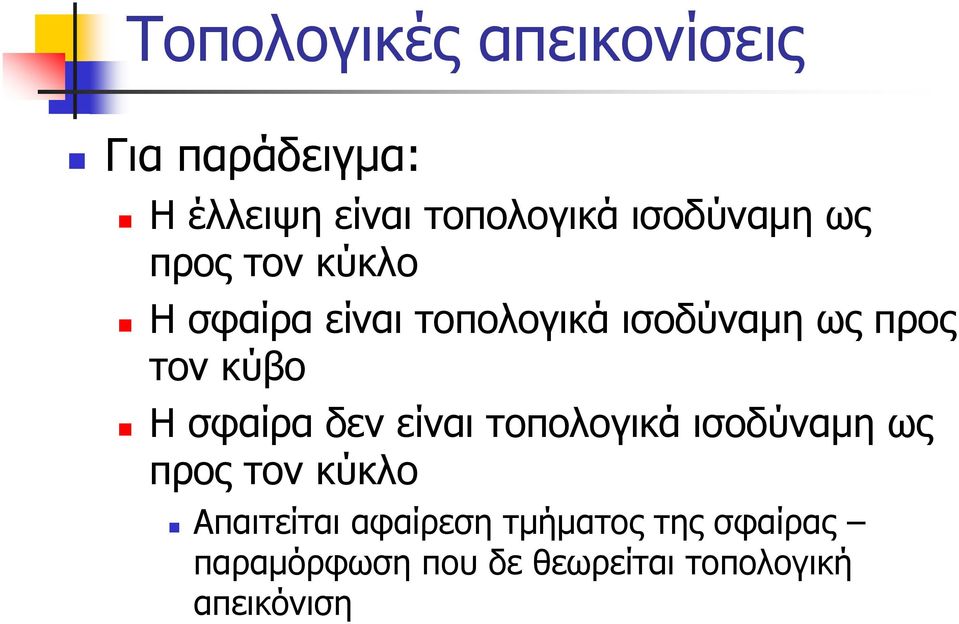 τον ύβο Η σφαίρα δεν είναι τοπολογιά ισοδύναμη ως προς τον ύλο