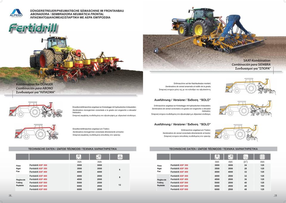 κύλινδρο του σβωλοκόπτη; Ausführung / Versione / Έκδοση SL Einzelkorndrillmaschine angebaut an Kreiselegge mit hydraulischen Anbauteilen; Sembradora monogermen conectada a la grada con enganche a