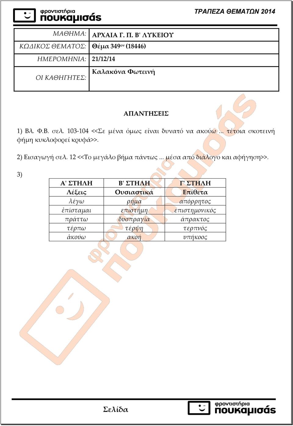 2) Εισαγωγή σελ. 12 <<Το μεγάλο βήμα πάντως... μέσα από διάλογο και αφήγηση>>.