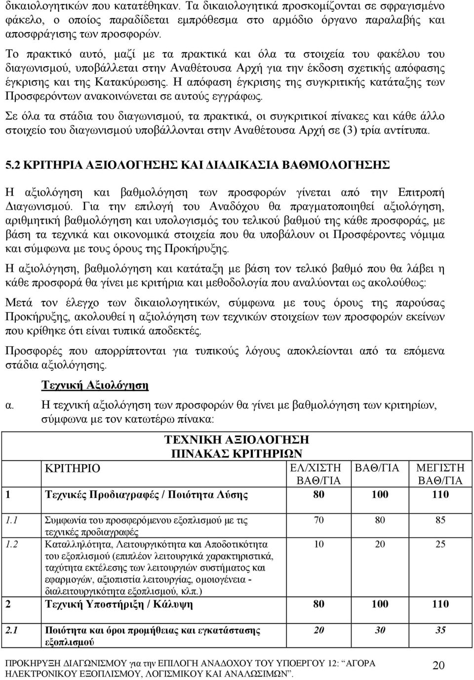Η απόφαση έγκρισης της συγκριτικής κατάταξης των Προσφερόντων ανακοινώνεται σε αυτούς εγγράφως.