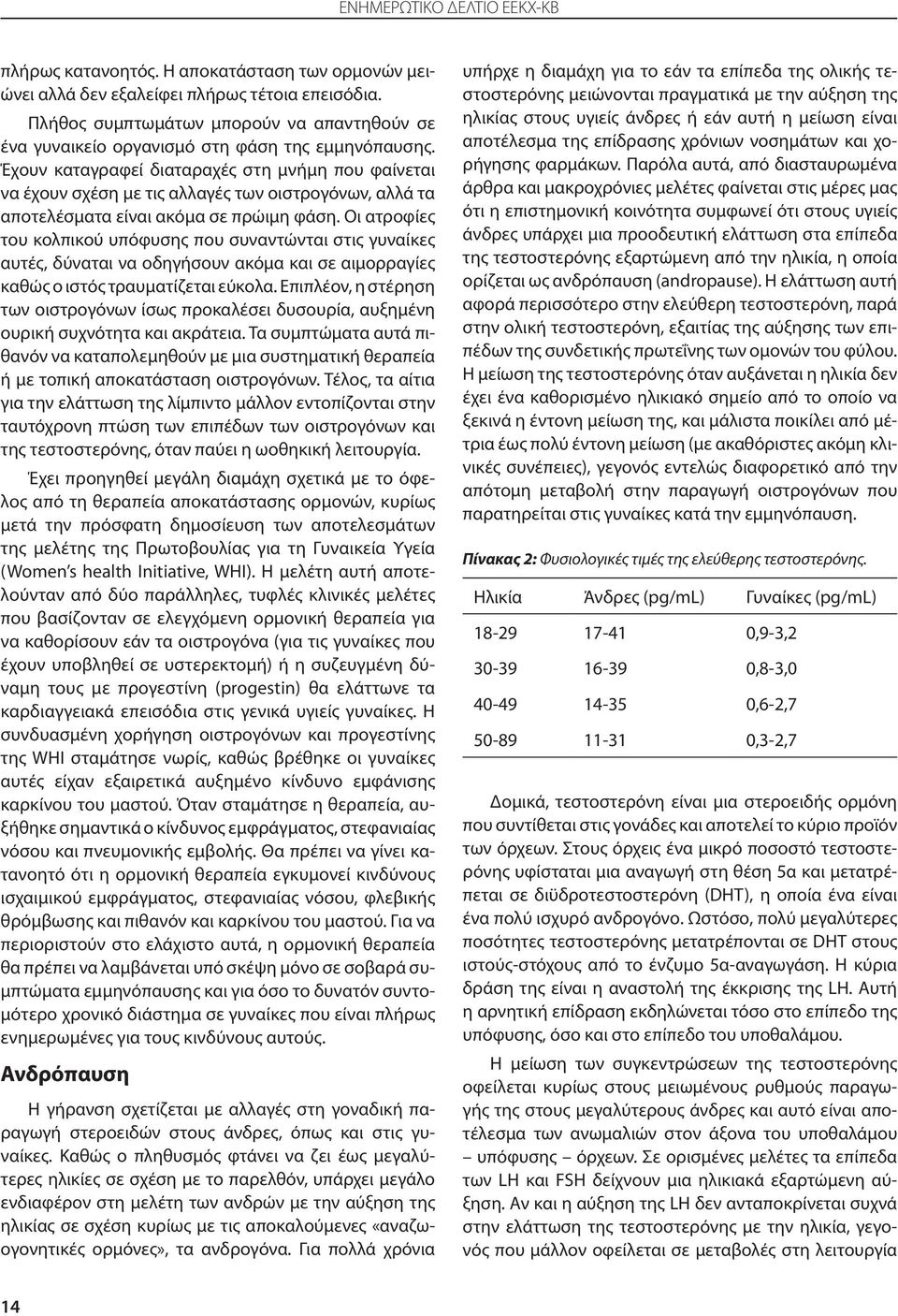 Έχουν καταγραφεί διαταραχές στη μνήμη που φαίνεται να έχουν σχέση με τις αλλαγές των οιστρογόνων, αλλά τα αποτελέσματα είναι ακόμα σε πρώιμη φάση.