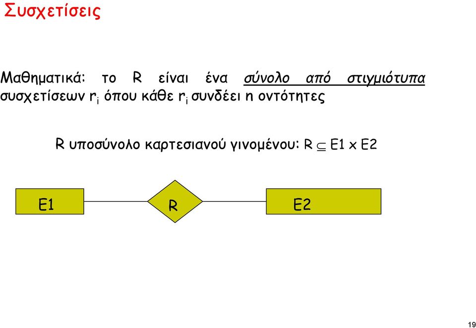 όπου κάθε r i συνδέει n οντότητες R