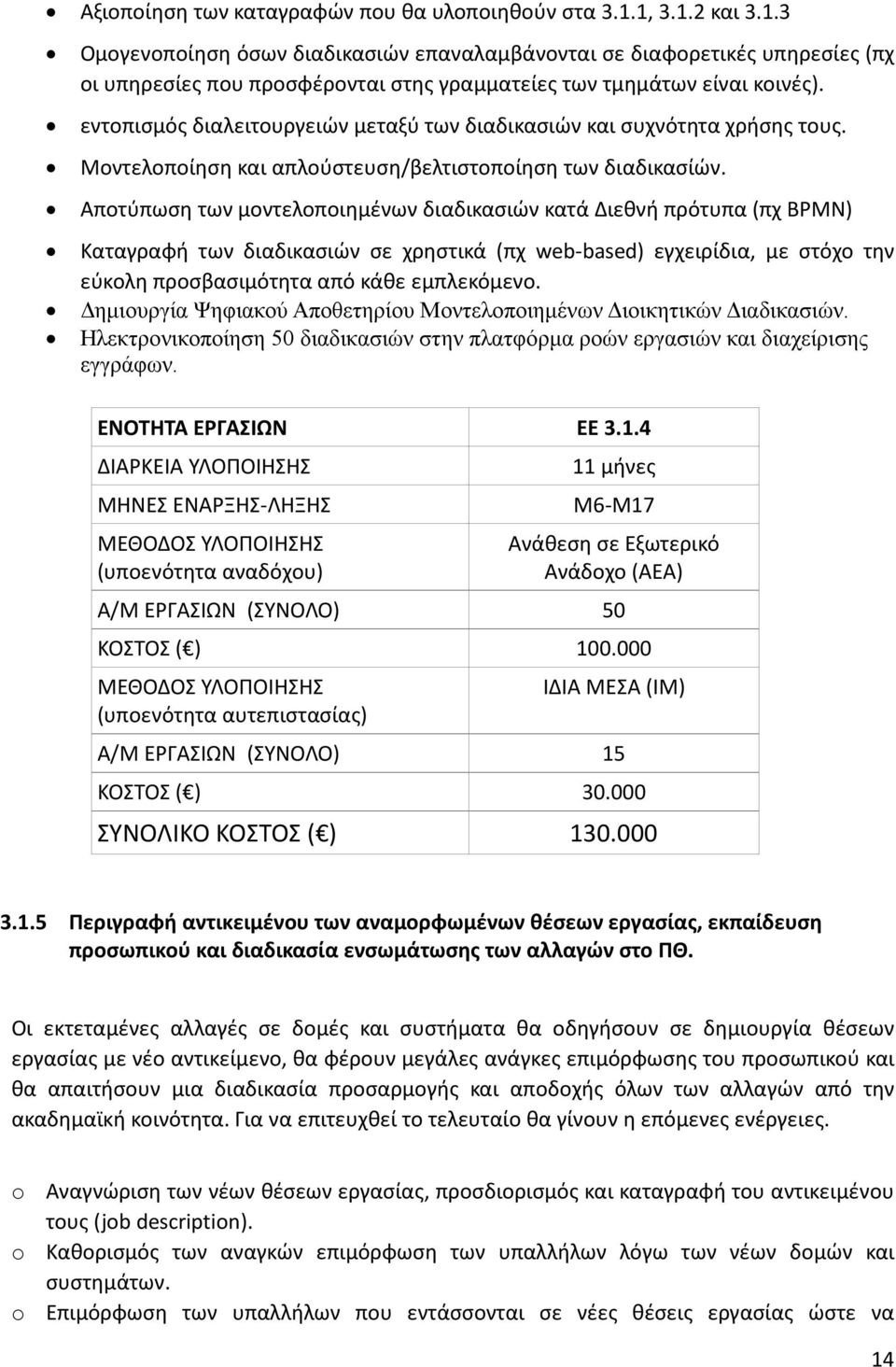 εντοπισμός διαλειτουργειών μεταξύ των διαδικασιών και συχνότητα χρήσης τους. Μοντελοποίηση και απλούστευση/βελτιστοποίηση των διαδικασίών.