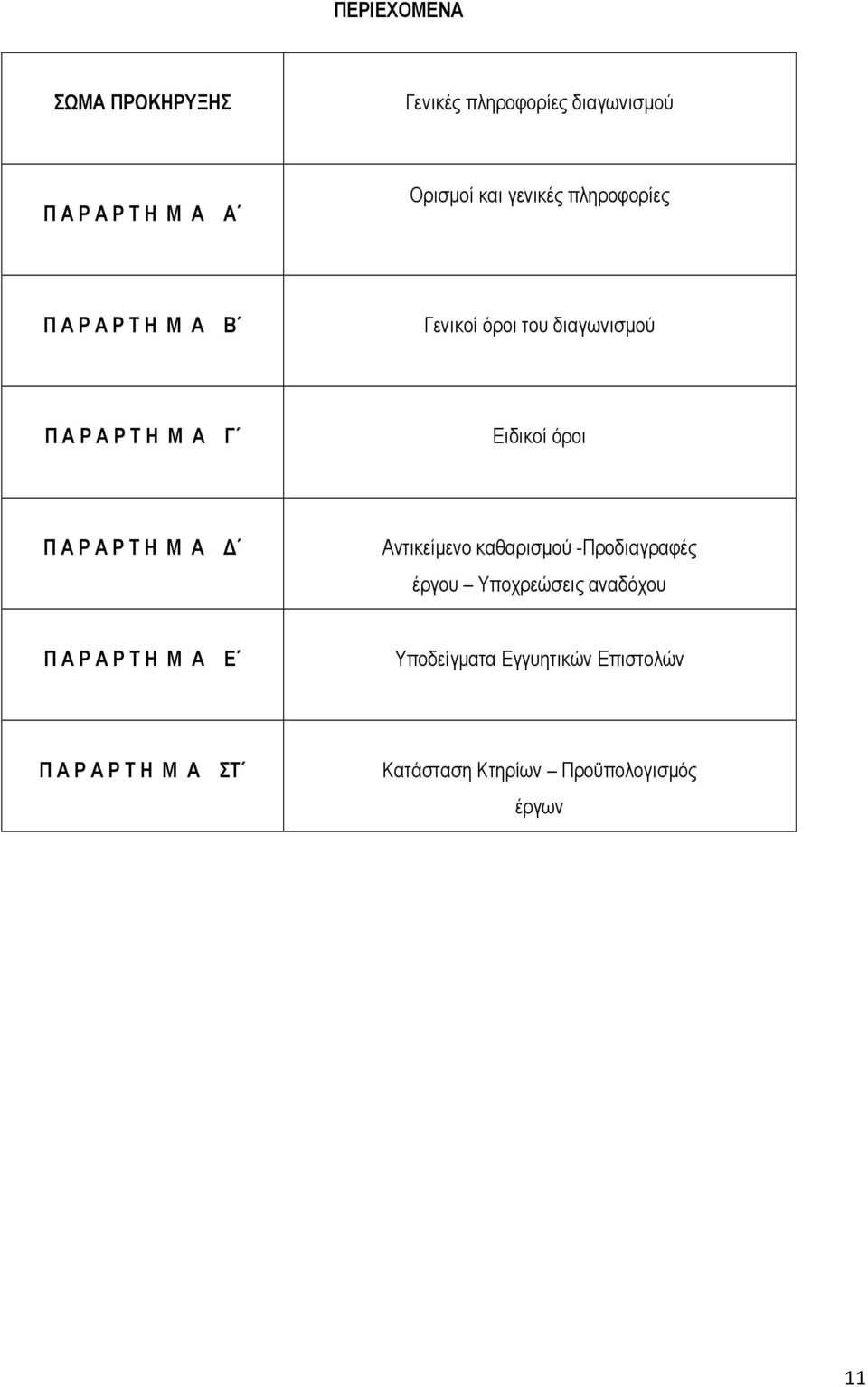 όροι Π Α Ρ Α Ρ Τ Η Μ Α Αντικείµενο καθαρισµού -Προδιαγραφές έργου Υποχρεώσεις αναδόχου Π Α Ρ Α Ρ