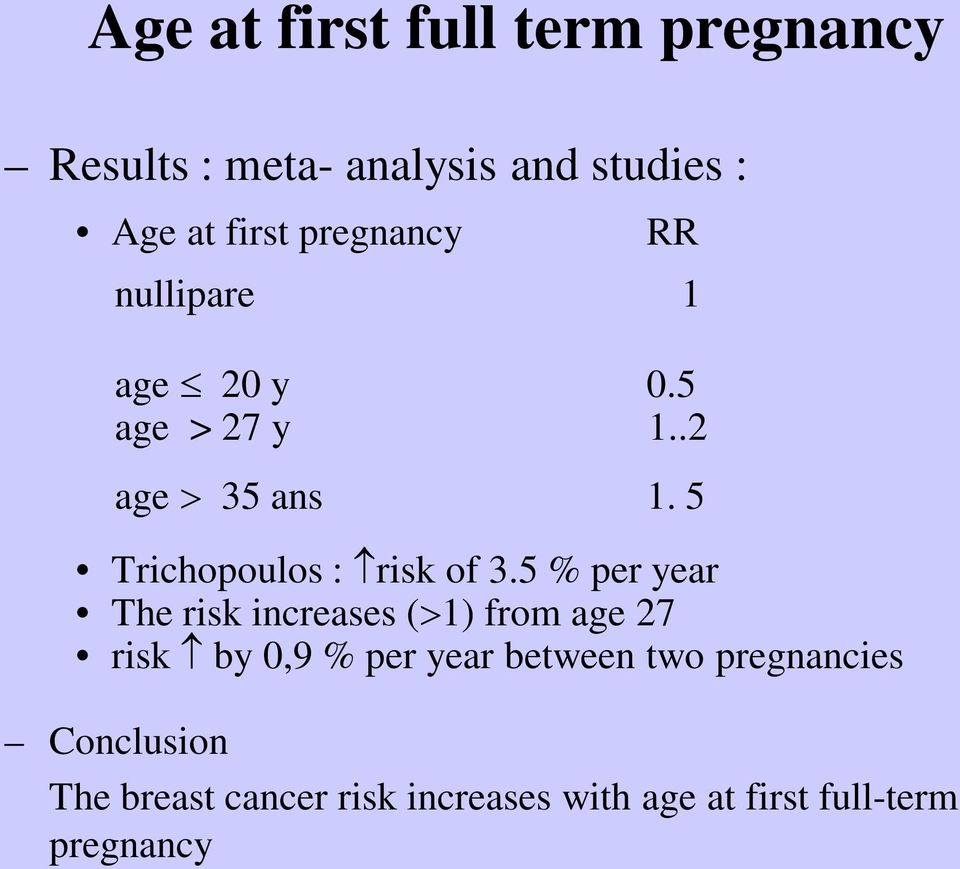 5 Trichopoulos : risk of 3.