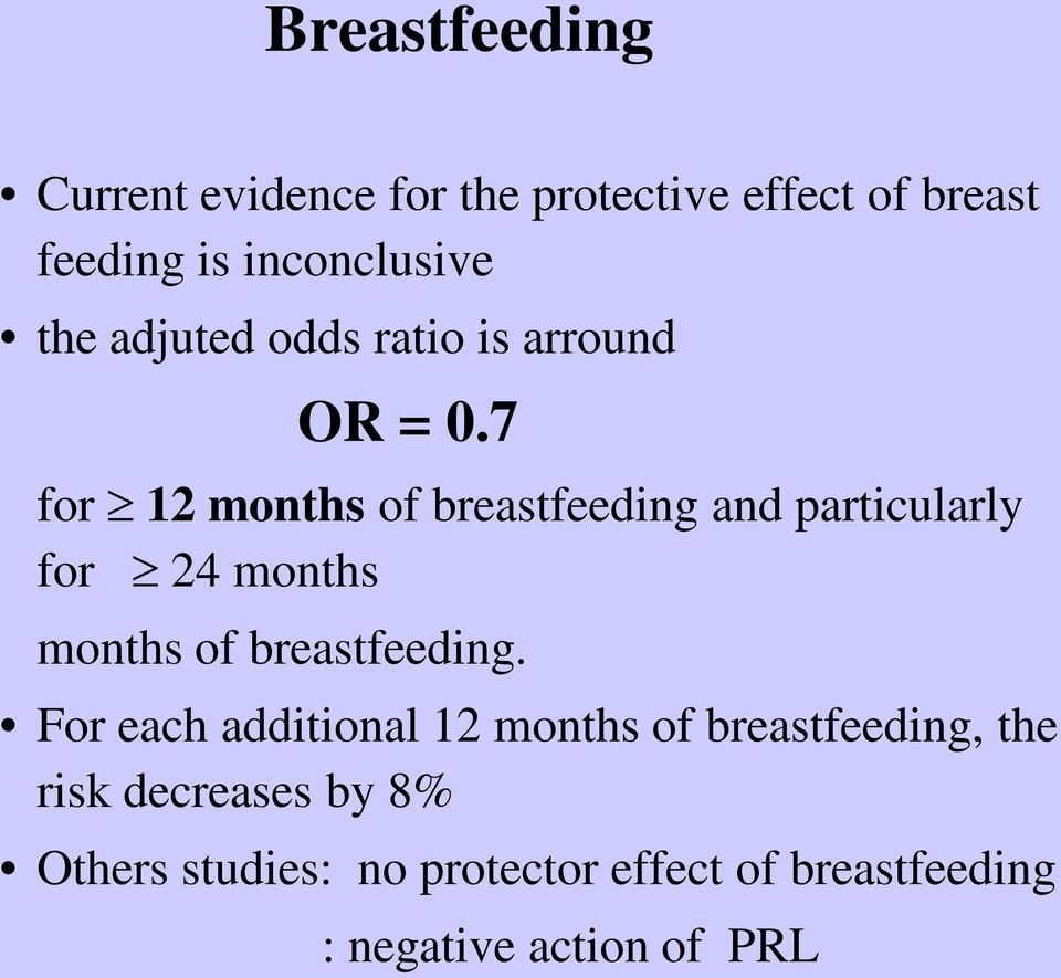 7 for 12 months of breastfeeding and particularly for 24 months months of breastfeeding.