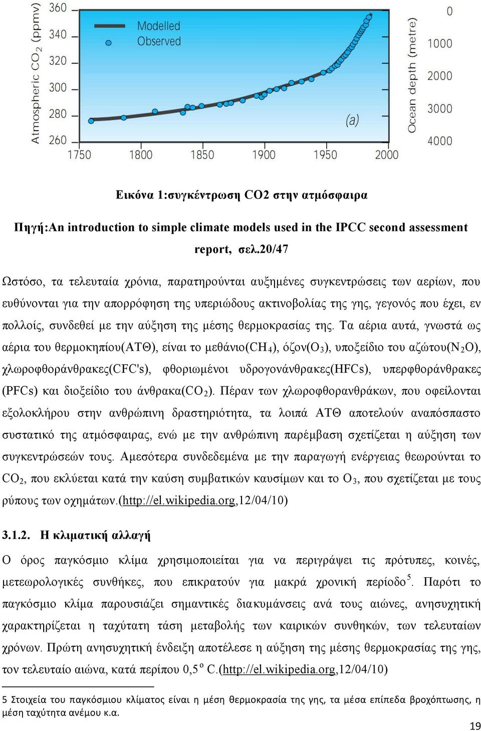 την αύξηση της μέσης θερμοκρασίας της.