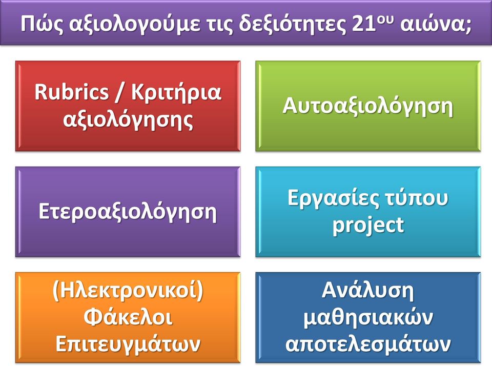 Ετεροαξιολόγηση Εργασίες τύπου project