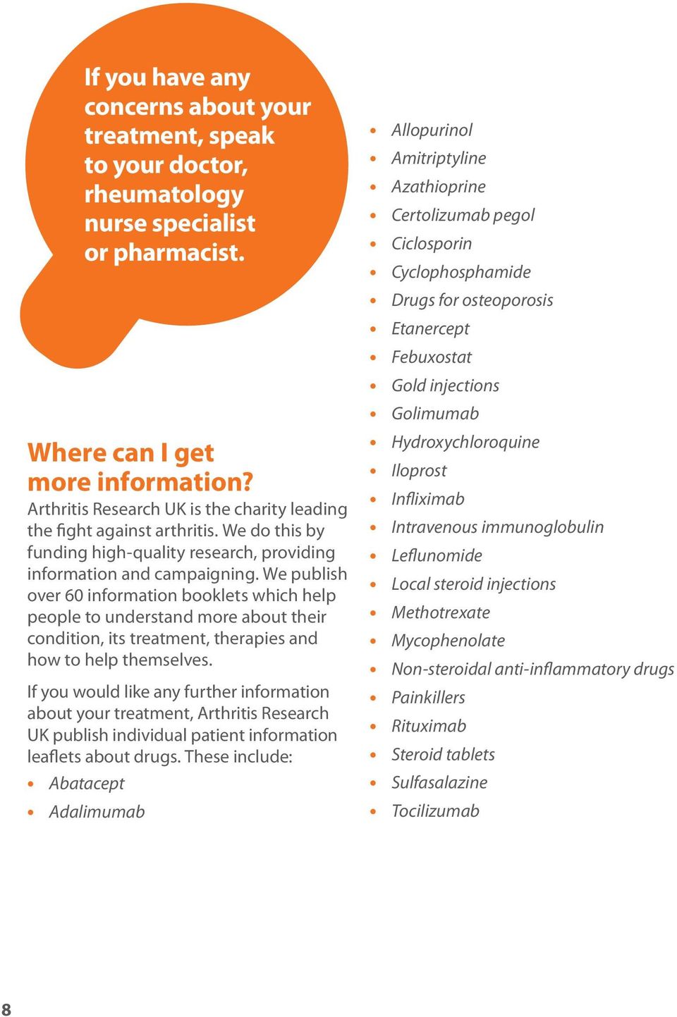 We publish over 60 information booklets which help people to understand more about their condition, its treatment, therapies and how to help themselves.