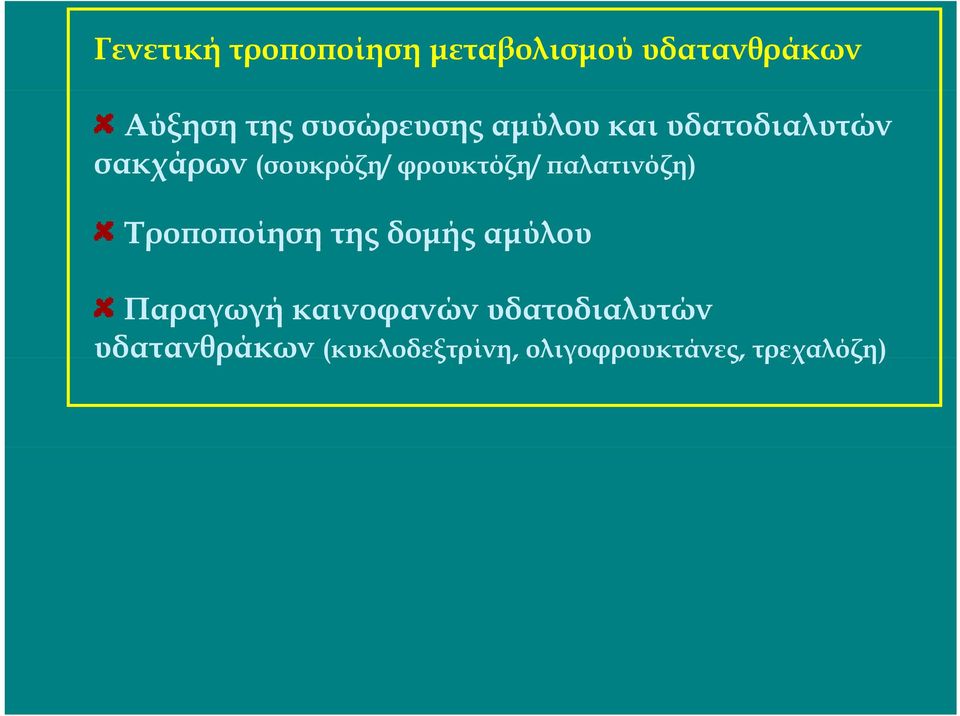 φρουκτόζη/ παλατινόζη) Τροποποίηση της δομής αμύλου Παραγωγή