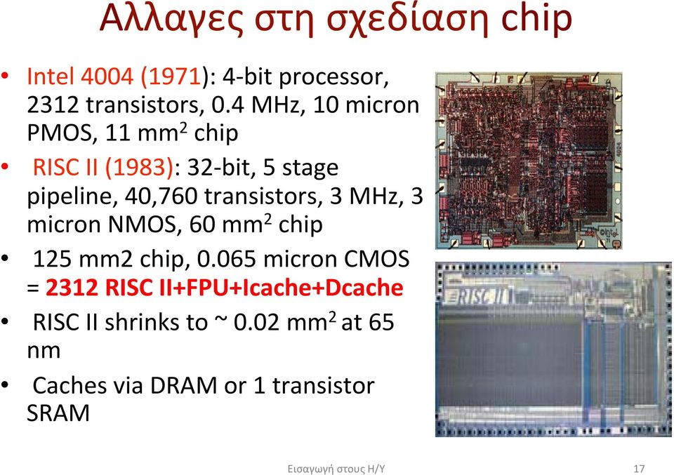 / transistors, 3 MHz, 3 micron NMOS, 2,2.#,-.7/$%7)I%/"3:-6,6"4367/9/<=>7/ 60 mm 2 chip 9/?,534-/J<AB7/I%/?? 125 mm2 chip, 0.