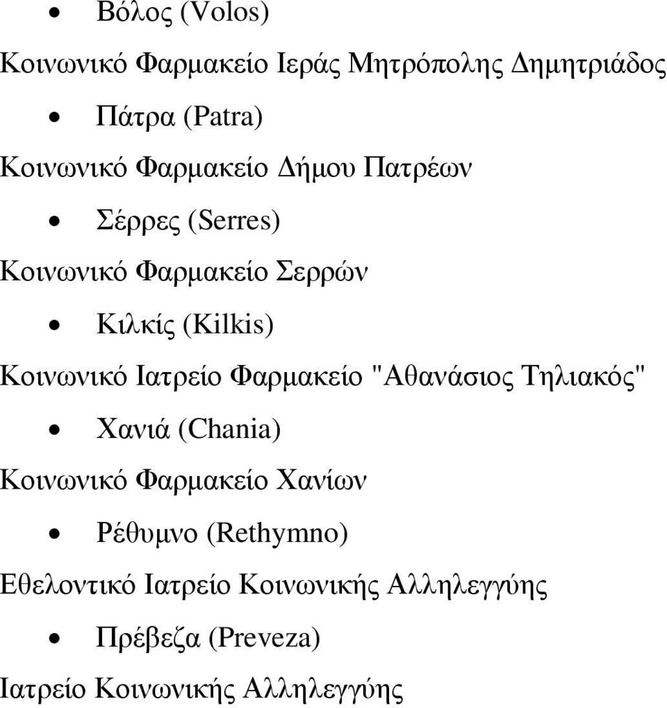 Ιατρείο Φαρµακείο "Αθανάσιος Τηλιακός" Χανιά (Chania) Κοινωνικό Φαρµακείο Χανίων Ρέθυµνο