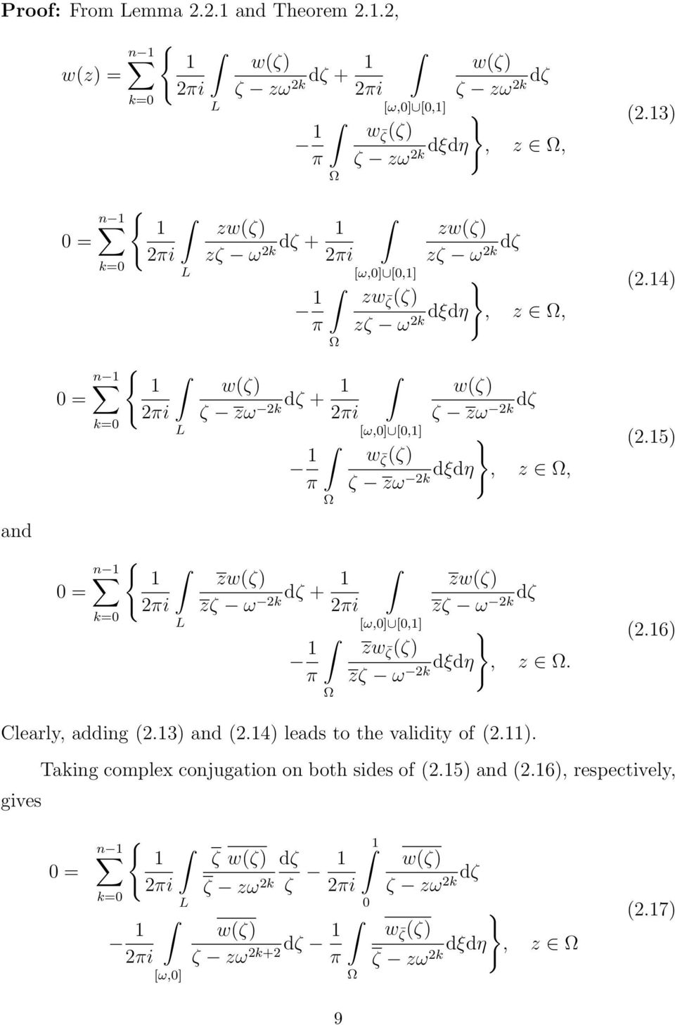 dξdη z ω2k ω,0 0, w zω w dξdη zω 2k ω,0 0, zw z ω zw dξdη z ω 2k 2k d, z, 2k d, z, 2k d, z, 2k d, z. 2.3 2.4 2.5 2.