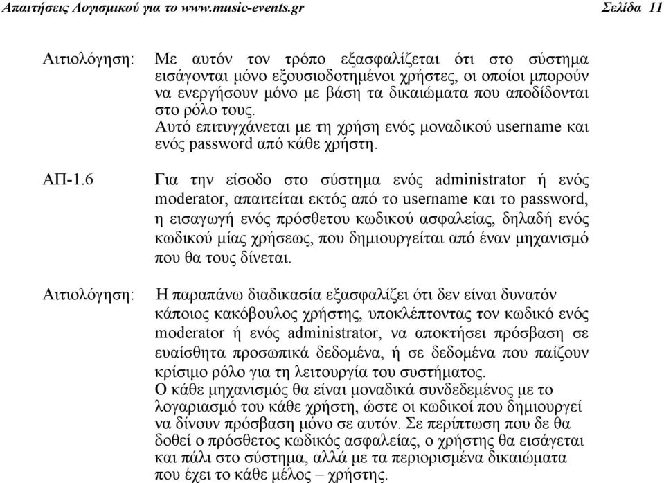 Αυτό επιτυγχάνεται με τη χρήση ενός μοναδικού username και ενός password από κάθε χρήστη.