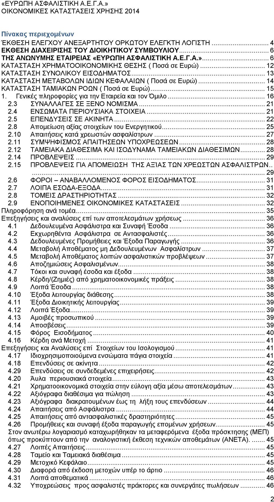 .. 15 1. Γενικές πληροφορίες για την Εταιρεία και τον Όμιλο... 16 2.3 ΣΥΝΑΛΛΑΓΕΣ ΣΕ ΞΕΝΟ ΝΟΜΙΣΜΑ... 21 2.4 ΕΝΣΩΜΑΤΑ ΠΕΡΙΟΥΣΙΑΚΑ ΣΤΟΙΧΕΙΑ... 21 2.5 ΕΠΕΝΔΥΣΕΙΣ ΣΕ ΑΚΙΝΗΤΑ... 22 2.