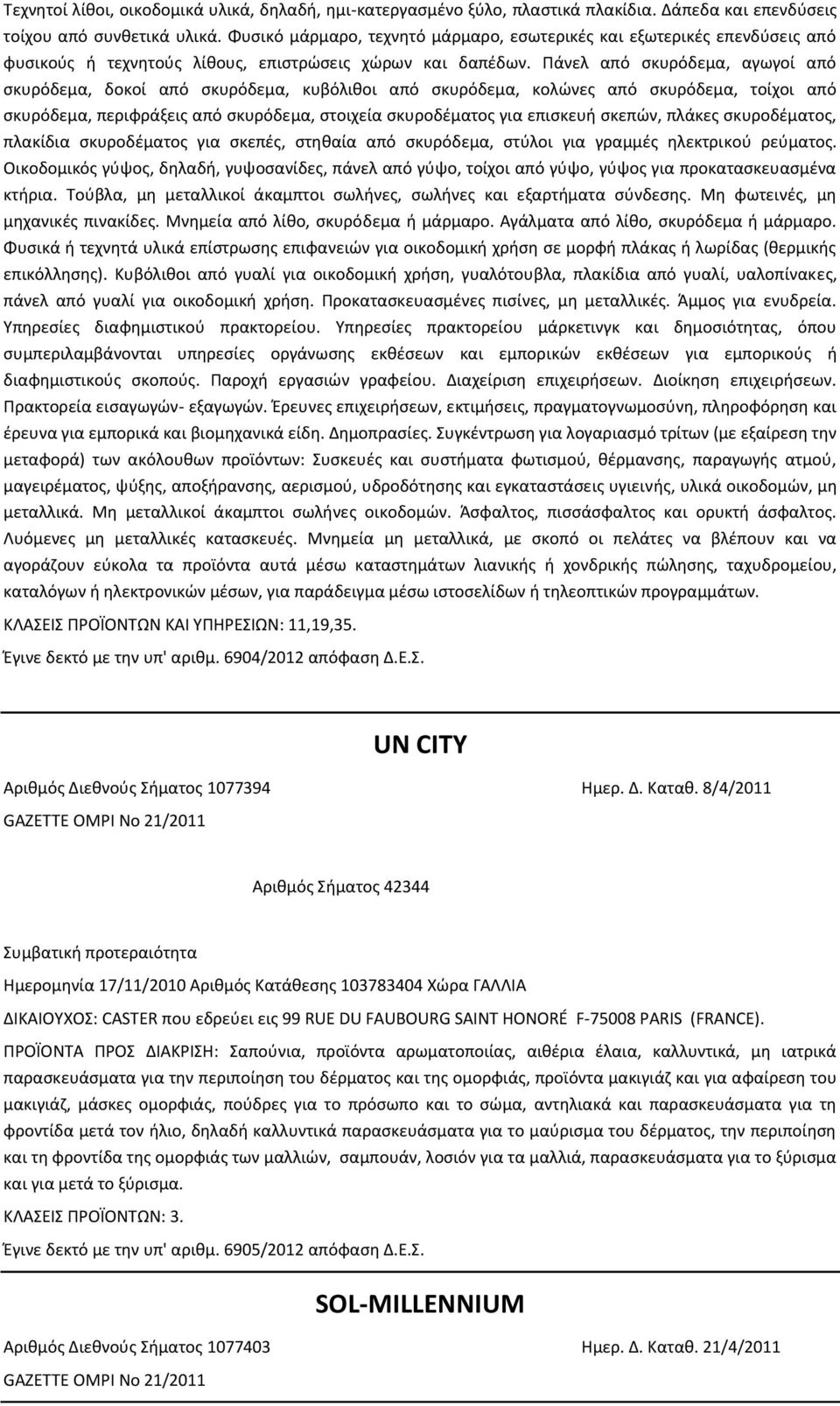 Πάνελ από σκυρόδεμα, αγωγοί από σκυρόδεμα, δοκοί από σκυρόδεμα, κυβόλιθοι από σκυρόδεμα, κολώνες από σκυρόδεμα, τοίχοι από σκυρόδεμα, περιφράξεις από σκυρόδεμα, στοιχεία σκυροδέματος για επισκευή