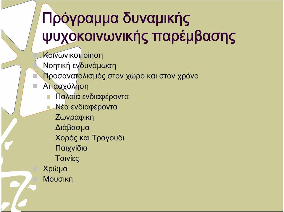 χώρο και στον χρόνο Απασχόληση Παλαιά ενδιαφέροντα Νέα