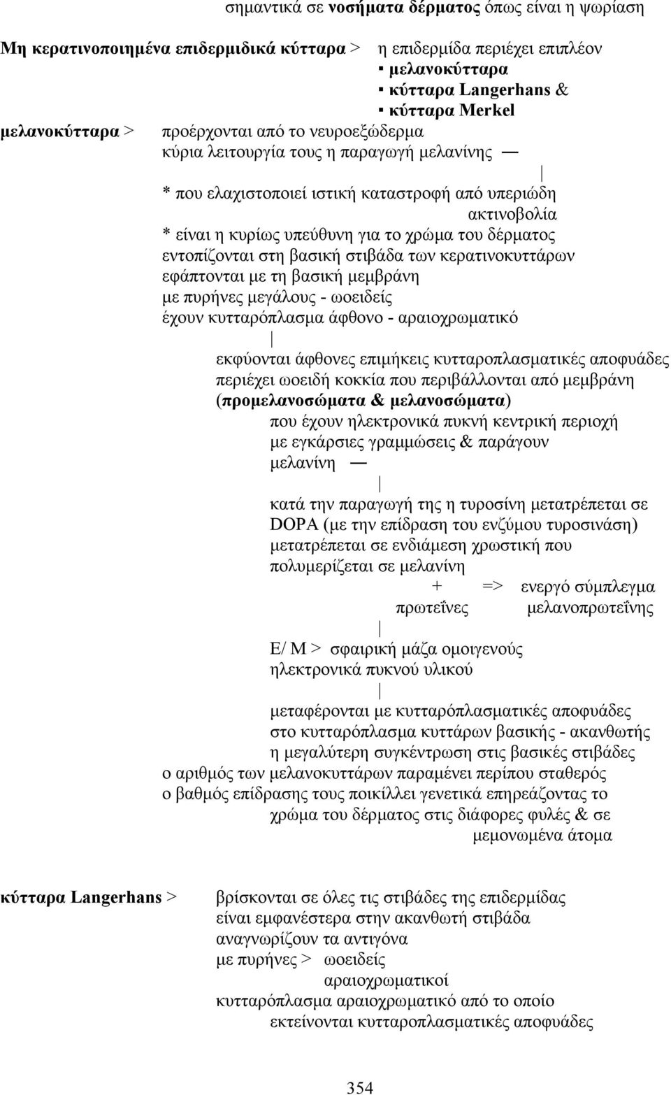 εντοπίζονται στη βασική στιβάδα των κερατινοκυττάρων εφάπτονται µε τη βασική µεµβράνη µε πυρήνες µεγάλους - ωοειδείς έχουν κυτταρόπλασµα άφθονο - αραιοχρωµατικό εκφύονται άφθονες επιµήκεις