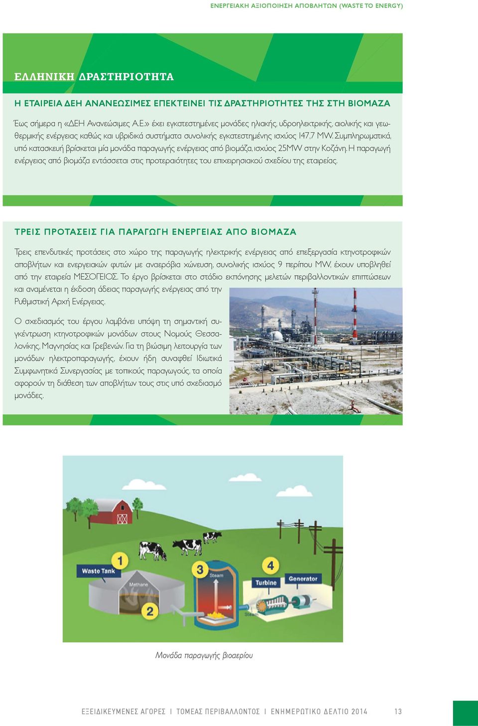 Η παραγωγή ενέργειας από βιομάζα εντάσσεται στις προτεραιότητες του επιχειρησιακού σχεδίου της εταιρείας.