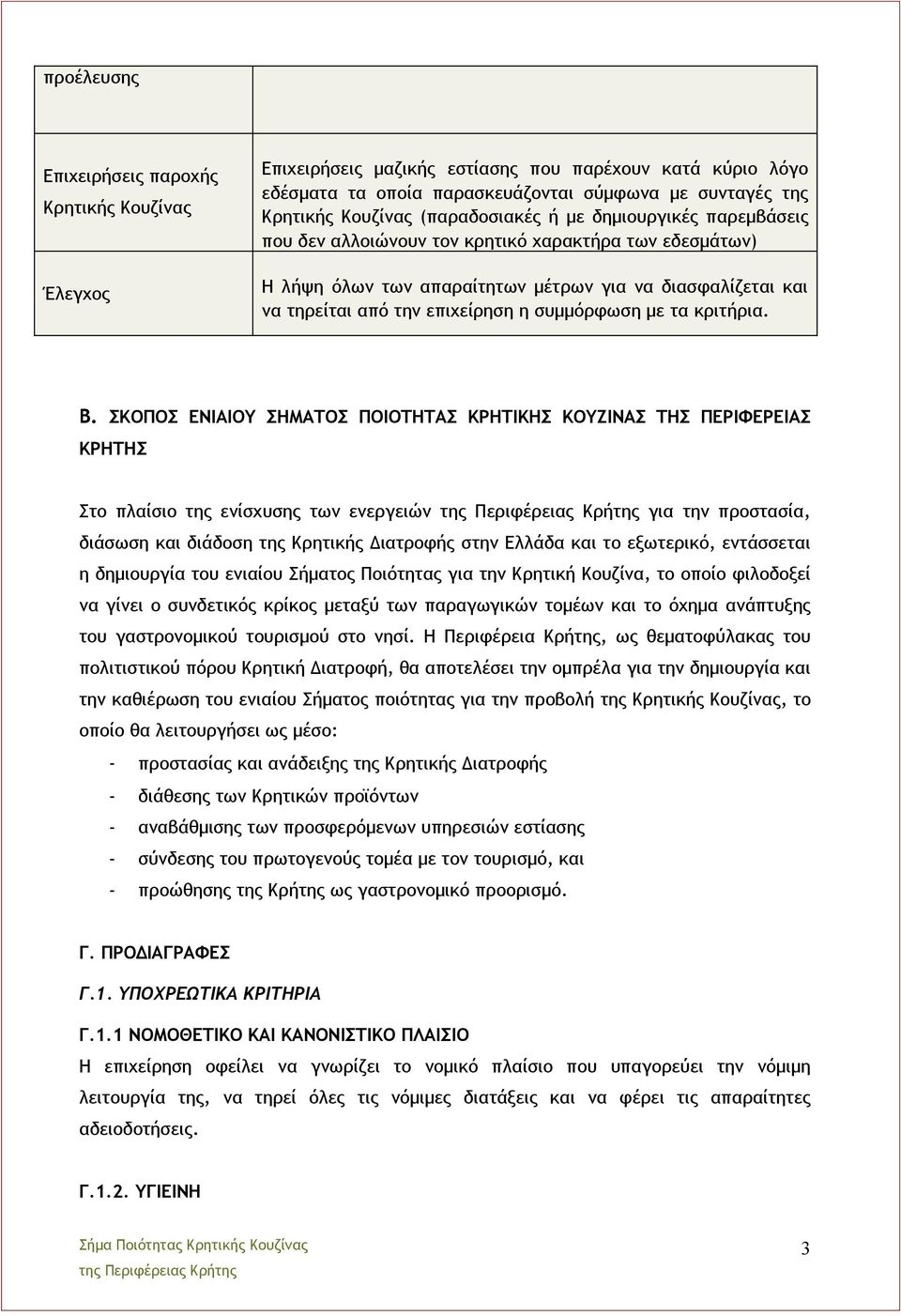 συμμόρφωση με τα κριτήρια. Β.