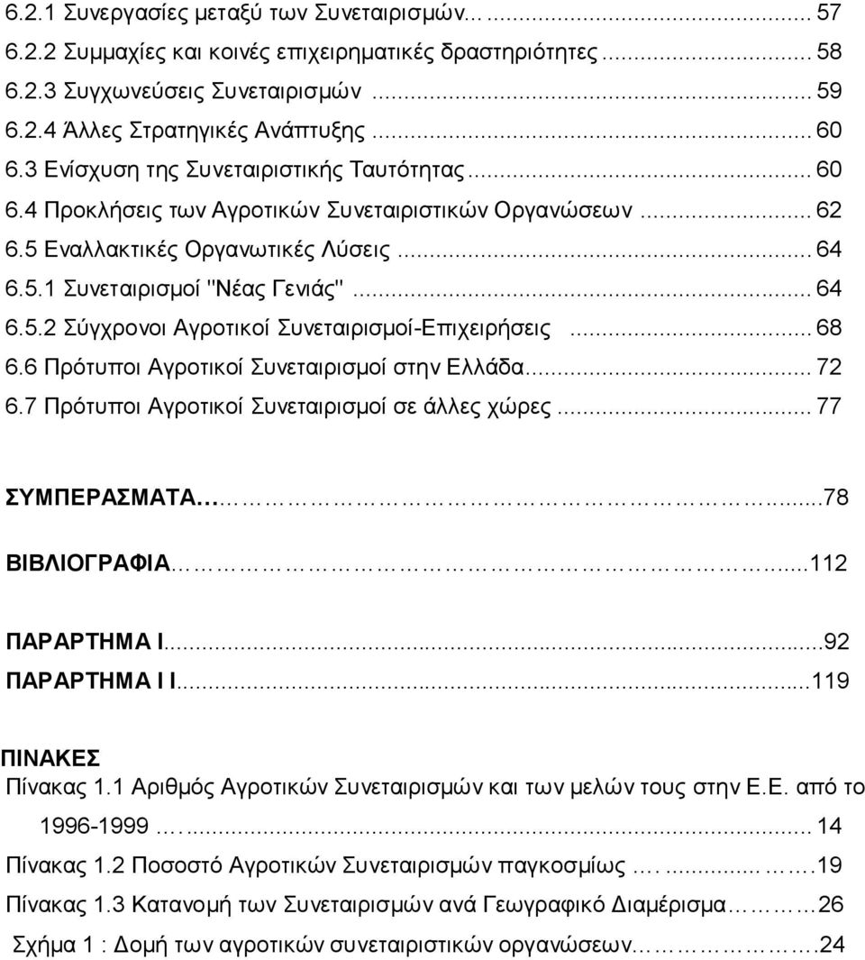 .. 68 6.6 Ππόηςποι Αγποηικοί Σςνεηαιπιζμοί ζηην Ελλάδα... 72 6.7 Ππόηςποι Αγποηικοί Σςνεηαιπιζμοί ζε άλλερ σώπερ... 77 ΤΜΠΔΡΑΜΑΣΑ...78 ΒΙΒΛΙΟΓΡΑΦΙΑ...112 ΠΑΡΑΡΣΗΜΑ Ι...92 ΠΑΡΑΡΣΗΜΑ Ι Ι.