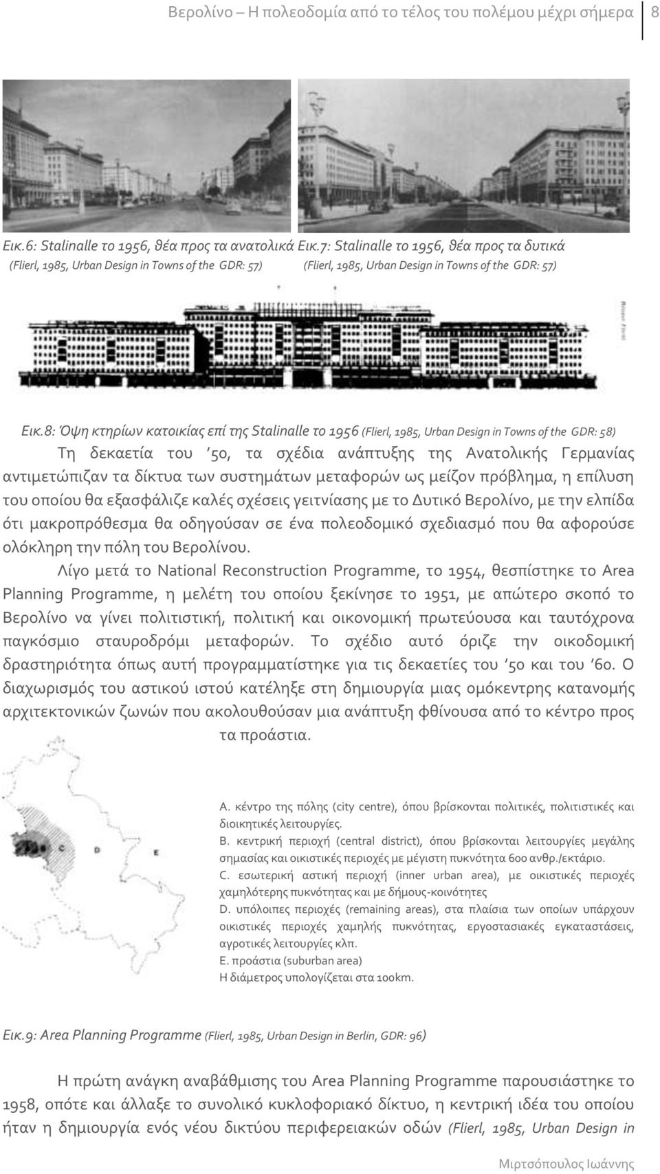 8: Όψη κτηρίων κατοικίας επί της Stalinalle το 1956 (Flierl, 1985, Urban Design in Towns of the GDR: 58) Τη δεκαετία του 50, τα σχέδια ανάπτυξης της Ανατολικής Γερμανίας αντιμετώπιζαν τα δίκτυα των