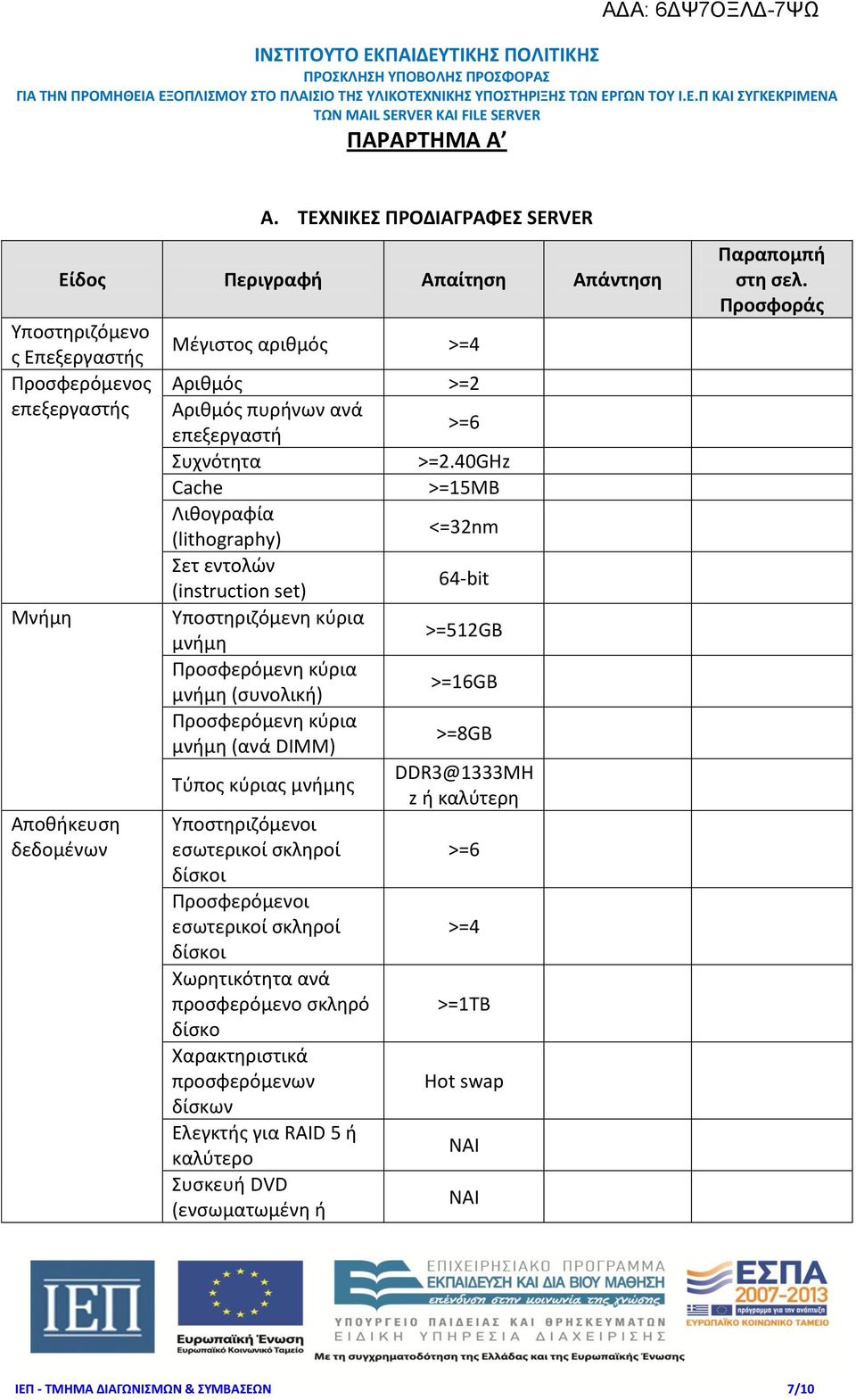 επεξεργαστή >=6 Συχνότητα >=2.