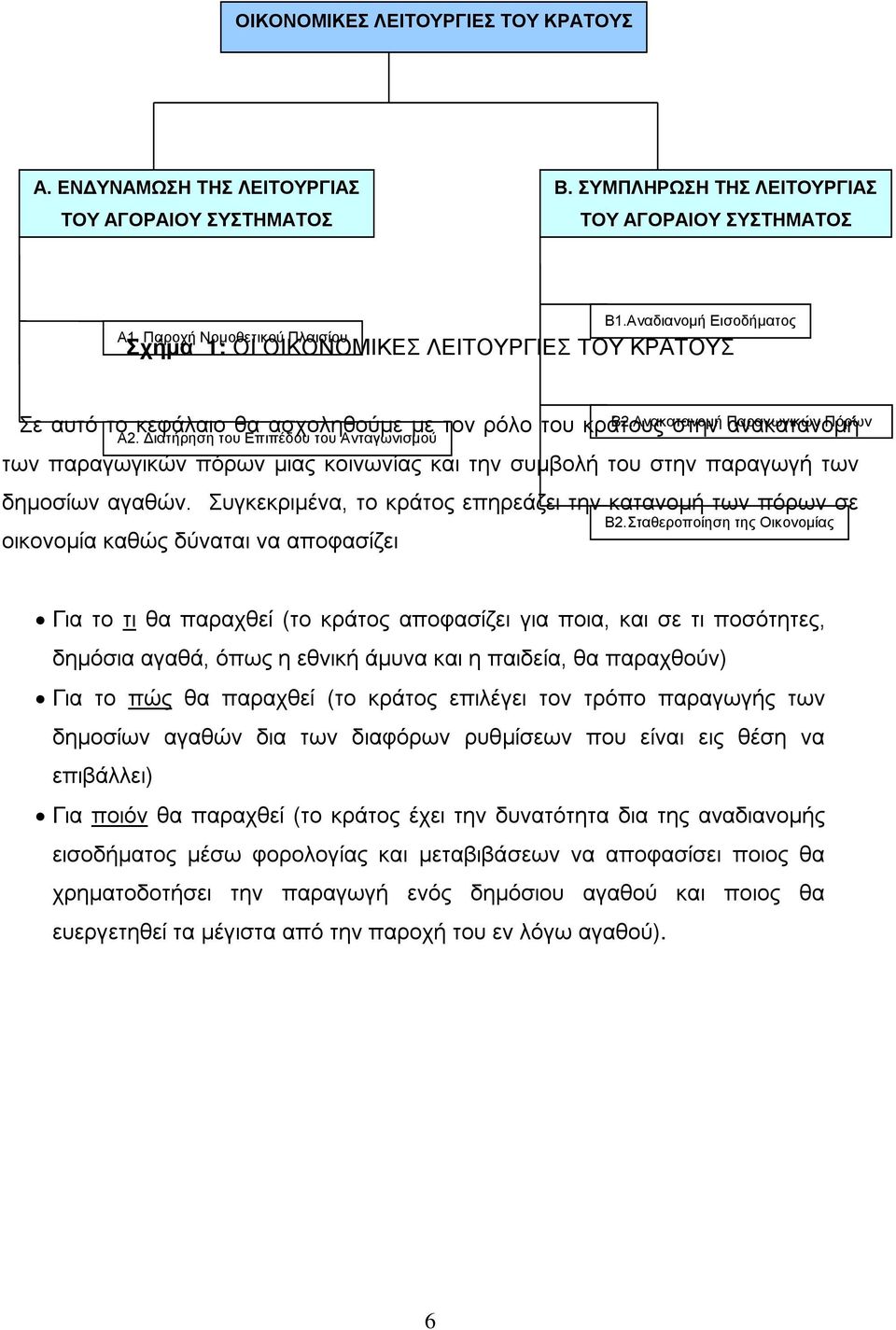 Διατήρηση του Επιπέδου του Ανταγωνισμού των παραγωγικών πόρων μιας κοινωνίας και την συμβολή του στην παραγωγή των δημοσίων αγαθών.