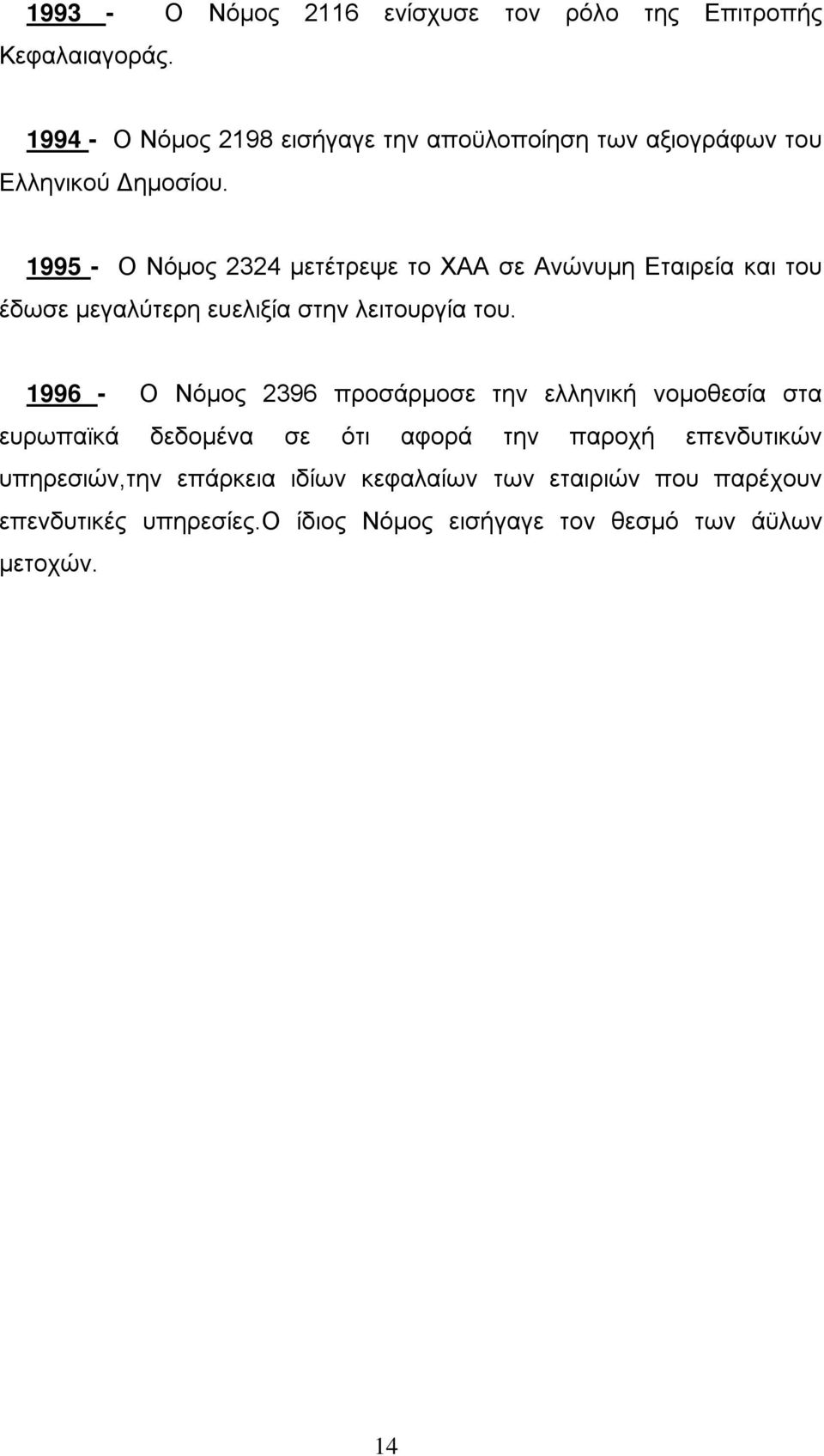 1995 - Ο Νόμος 2324 μετέτρεψε το ΧΑΑ σε Ανώνυμη Εταιρεία και του έδωσε μεγαλύτερη ευελιξία στην λειτουργία του.