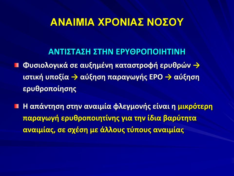 ερυθροποίησης Η απάντηση στην αναιμία φλεγμονής είναι η μικρότερη