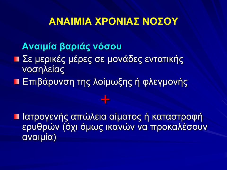 λοίμωξης ή φλεγμονής + Ιατρογενής απώλεια αίματος ή