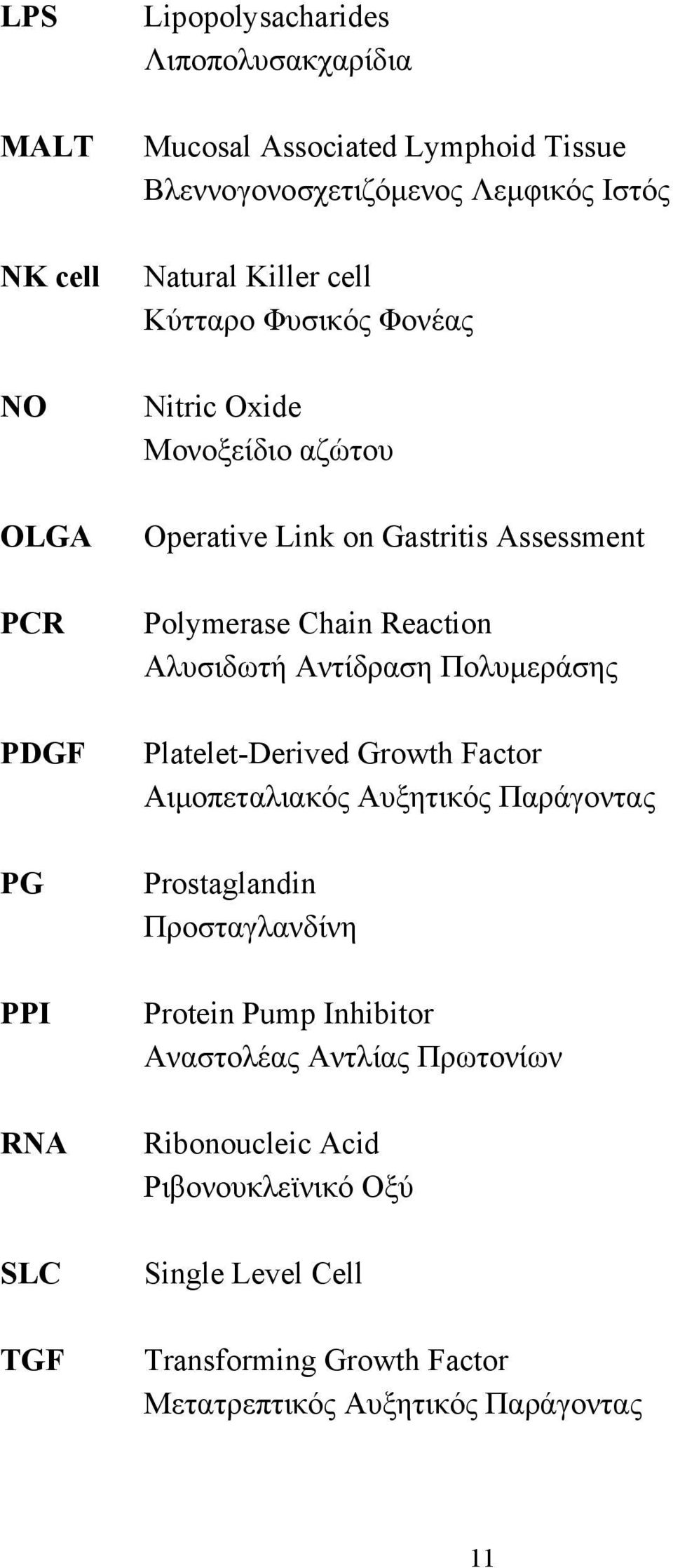 Reaction Αλυσιδωτή Αντίδραση Πολυµεράσης Platelet-Derived Growth Factor Aιµοπεταλιακός Αυξητικός Παράγοντας Prostaglandin Προσταγλανδίνη Protein Pump