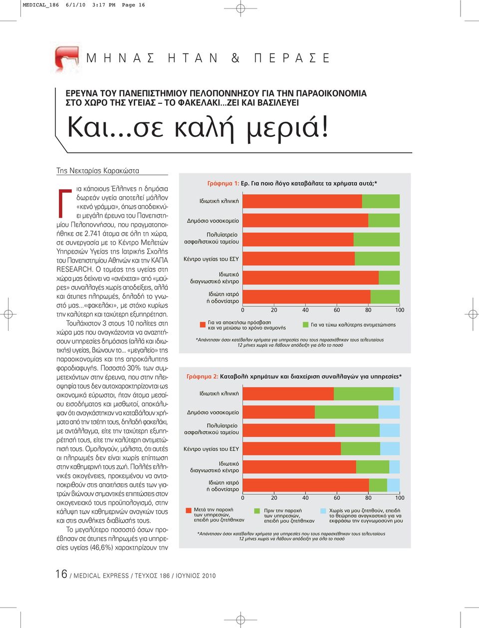 741 άτομα σε όλη τη χώρα, σε συνεργασία με το Κέντρο Μελετών Υπηρεσιών Υγείας της Ιατρικής Σχολής του Πανεπιστημίου Αθηνών και την ΚΑΠΑ RESEARCH.