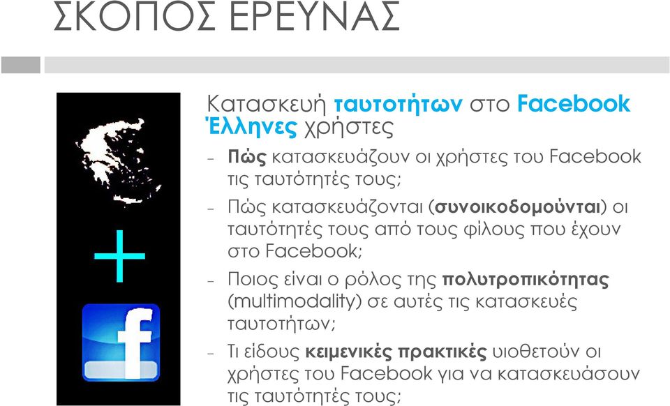 στο Facebook; Ποιος είναι ο ρόλος της πολυτροπικότητας (multimodality) σε αυτές τις κατασκευές ταυτοτήτων;