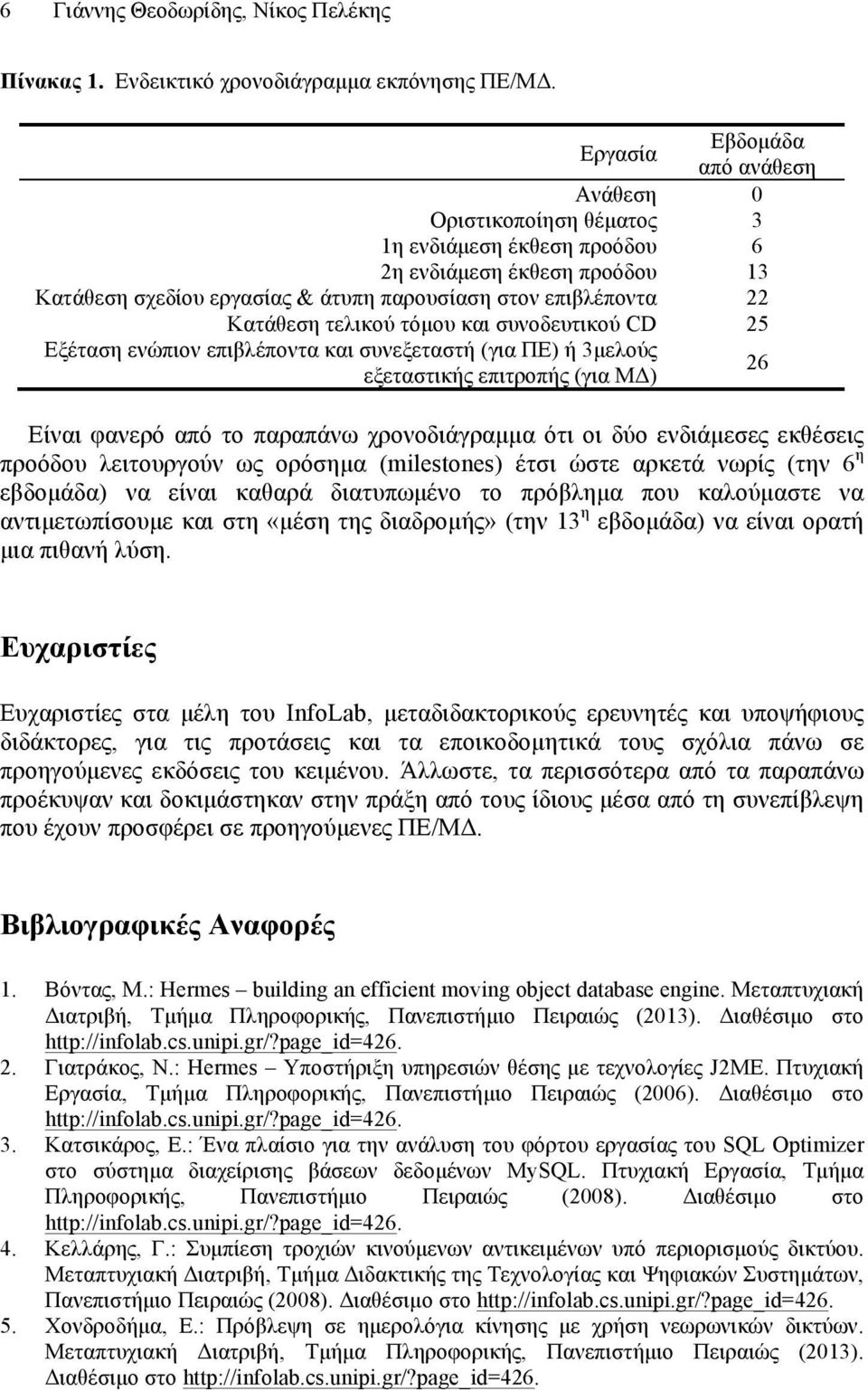 τελικού τόµου και συνοδευτικού CD 25 Εξέταση ενώπιον επιβλέποντα και συνεξεταστή (για ΠΕ) ή 3µελούς εξεταστικής επιτροπής (για ΜΔ) 26 Είναι φανερό από το παραπάνω χρονοδιάγραµµα ότι οι δύο ενδιάµεσες