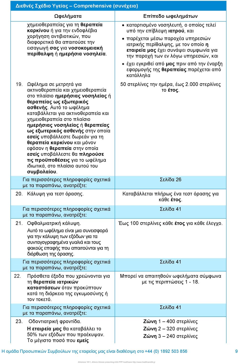 Επίπεδο ωφεληµάτων καταρτισµένο νοσηλευτή, ο οποίος τελεί υπό την επίβλεψη ιατρού, και παρέχεται µέσω παροχέα υπηρεσιών ιατρικής περίθαλψης, µε τον οποίο η εταιρεία µας έχει συνάψει συµφωνία για την