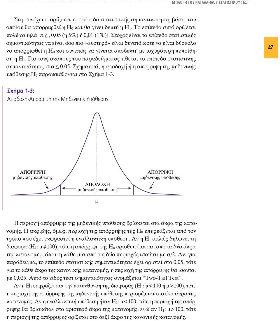 Στόχος είναι το επίπεδο στατιστικής σημαντικότητας να είναι όσο πιο «αυστηρό» είναι δυνατό ώστε να είναι δύσκολο να απορριφθεί η H 0 και συνεπώς να γίνεται αποδεκτή με ισχυρότερη πεποίθηση η Η 1.