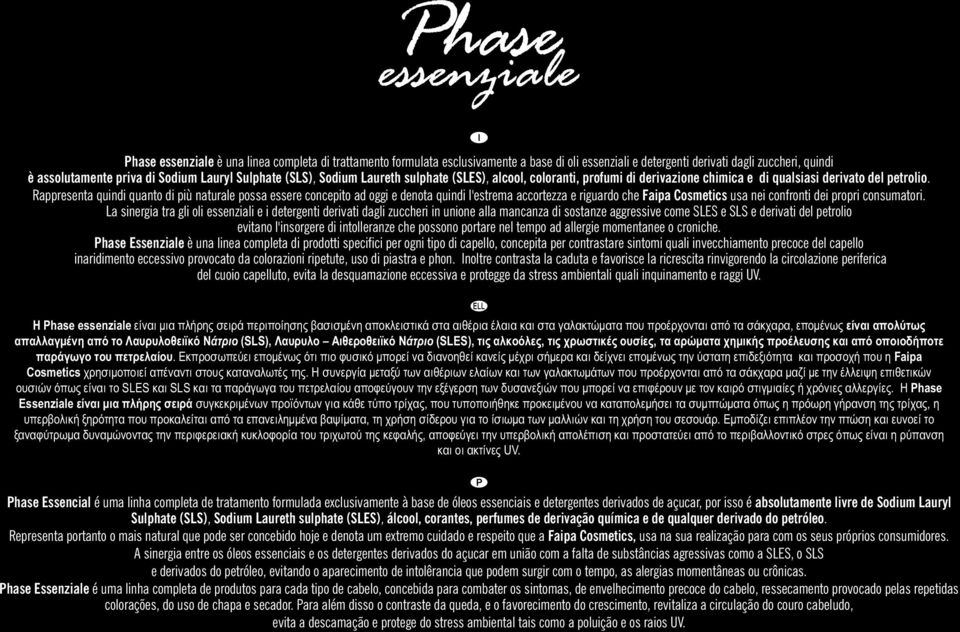 Rappresenta quindi quanto di più naturale possa essere concepito ad oggi e denota quindi l'estrema accortezza e riguardo che Faipa Cosmetics usa nei confronti dei propri consumatori.