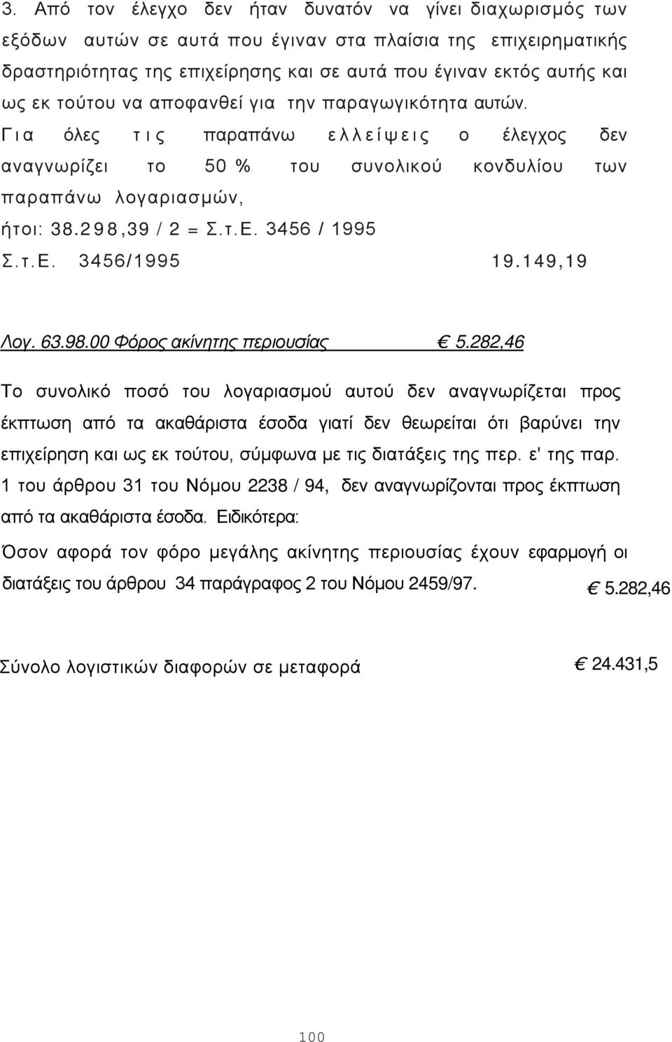 3456 / 1995 Σ.τ.Ε. 3456/1995 19.149,19 Λογ. 63.98.00 Φόρος ακίνητης περιουσίας 5.