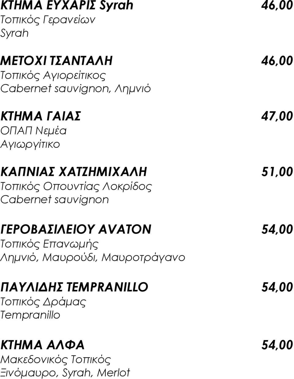 Λοκρίδος Cabernet sauvignon ΓΕΡΟΒΑΙΛΕΙΟΤ AVATON 54,00 Σοπικός Επανωμής Λημνιό, Μαυρούδι, Μαυροτράγανο