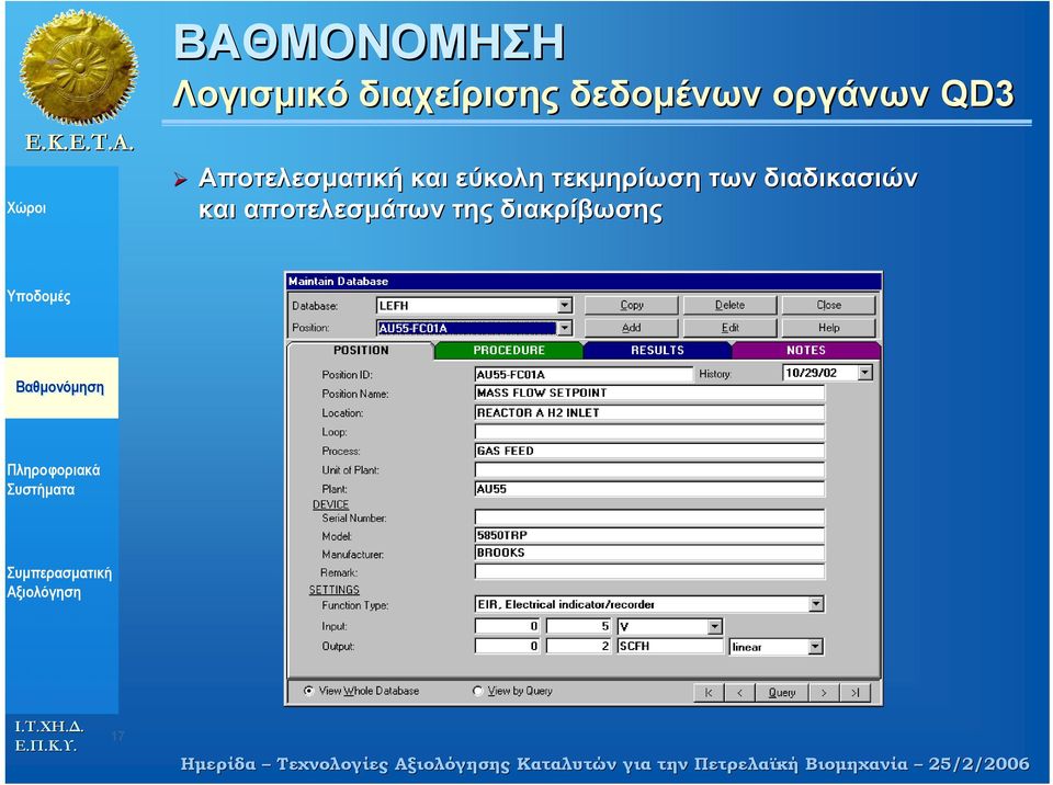 διαδικασιών και αποτελεσµάτων της διακρίβωσης 17