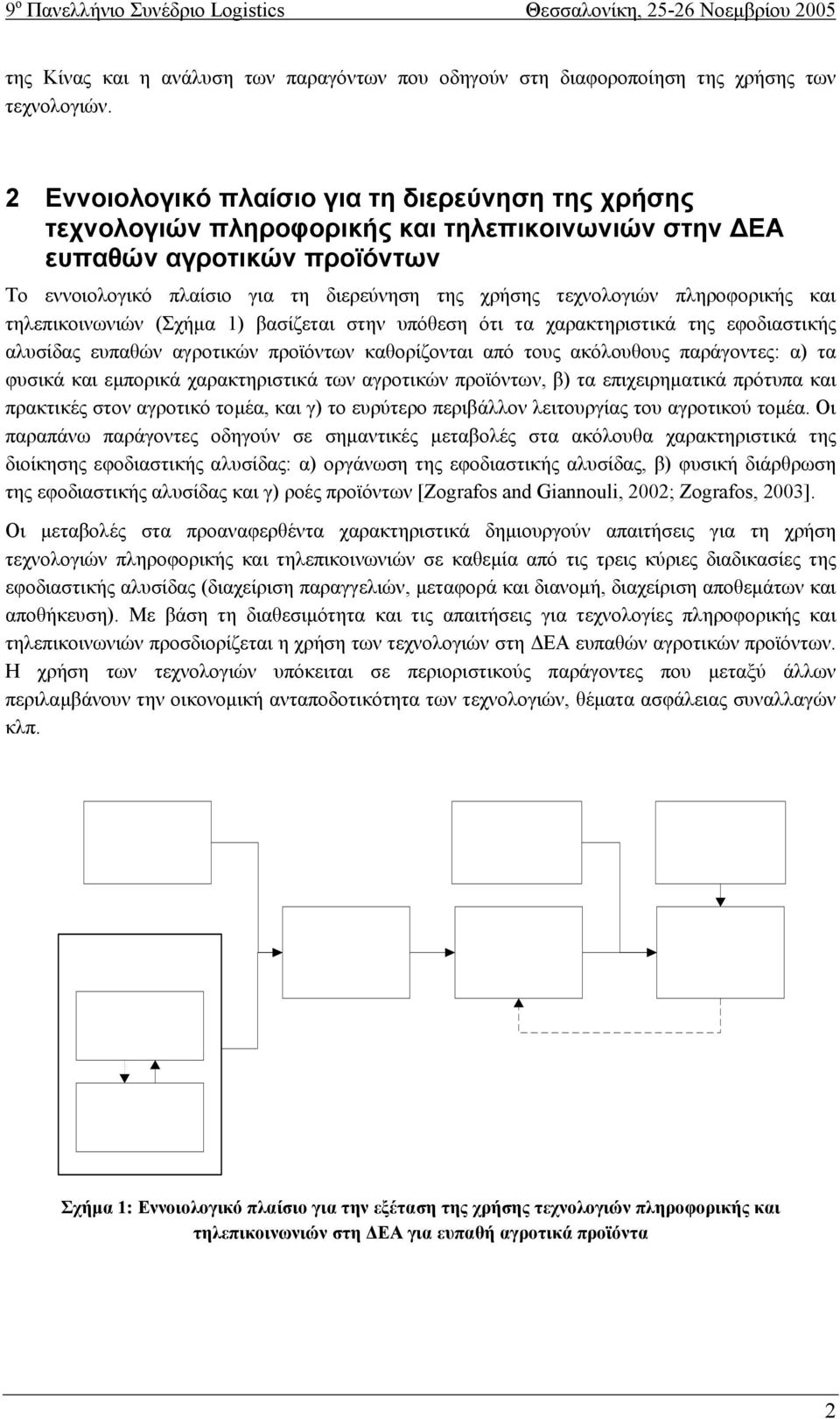 πληροφορικής και τηλεπικοινωνιών (Σχήµα 1) βασίζεται στην υπόθεση ότι τα χαρακτηριστικά της εφοδιαστικής αλυσίδας ευπαθών αγροτικών προϊόντων καθορίζονται από τους ακόλουθους παράγοντες: α) τα φυσικά