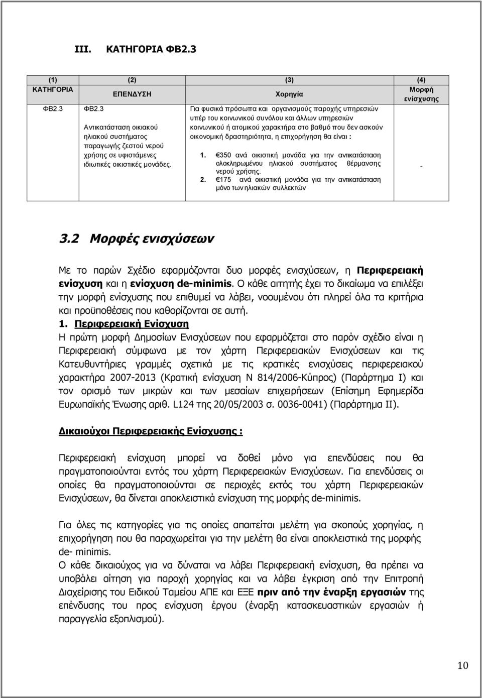 θα είναι : Αντικατάσταση οικιακού ηλιακού συστήματος παραγωγής ζεστού νερού χρήσης σε υφιστάμενες ιδιωτικές οικιστικές μονάδες. 1.