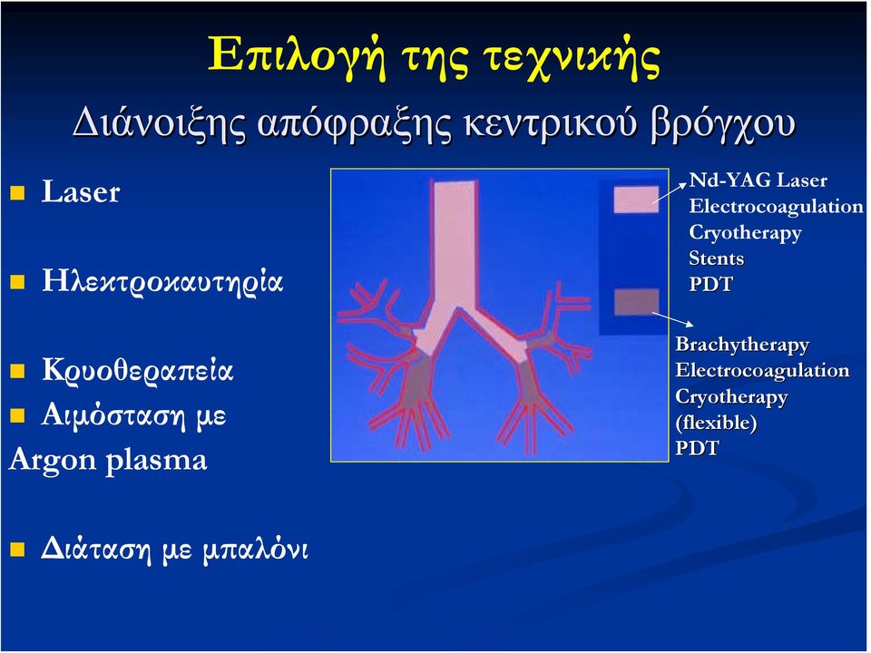 Nd-YAG Laser Electrocoagulation Cryotherapy Stents PDT