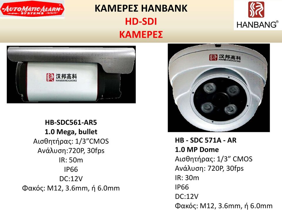 IP66 DC:12V Φακός: M12, 3.6mm, ή 6.0mm HB - SDC 571A - AR 1.