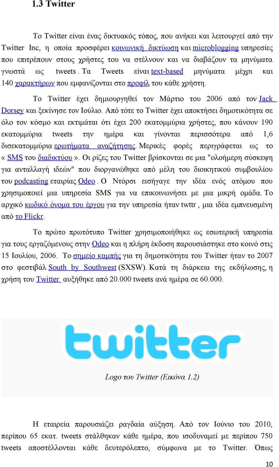 Το Twitter έχει δημιουργηθεί τον Μάρτιο του 2006 από τον Jack Dorsey και ξεκίνησε τον Ιούλιο.