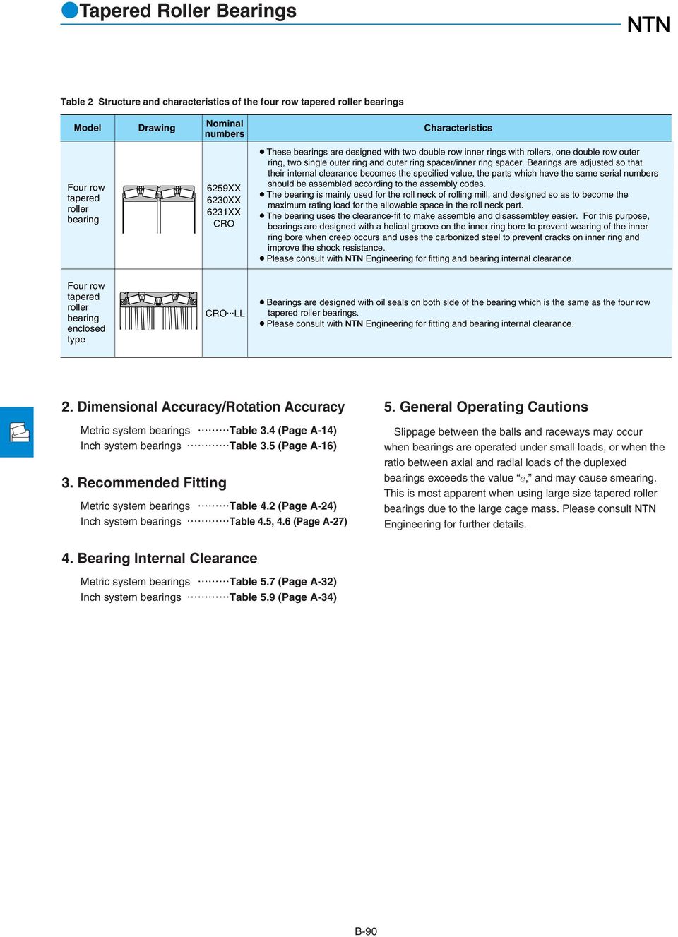 Bearings are adjusted so that their internal clearance becomes the specified value, the parts which have the same serial numbers should be assembled according to the assembly codes.