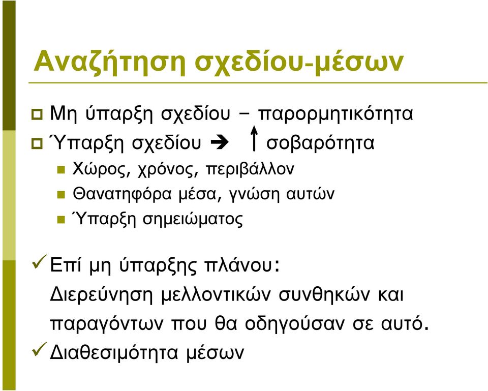 Θανατηφόραµέσα, γνώσηαυτών Ύπαρξησηµειώµατος Επί µη ύπαρξης